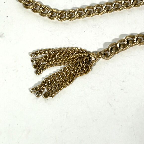 Women's Gold Chain Belt Tassel Statement Accent Metal Classic Traditional - Picture 3 of 6